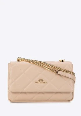 Damska torebka crossbody skórzana w romby beżowa Wittchen