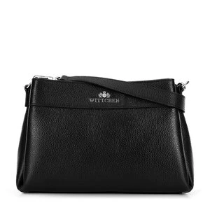 Damska torebka crossbody trapezowa czarno - srebrna Wittchen