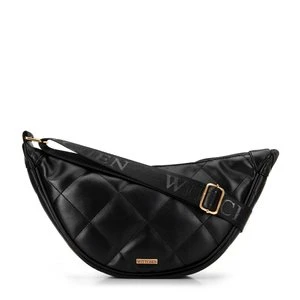 Damska torebka crossbody w geometryczne przeszycia czarno - złota Wittchen