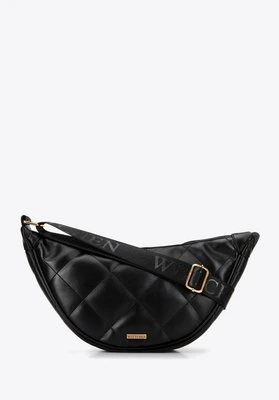 Damska torebka crossbody w geometryczne przeszycia czarno - złota Wittchen