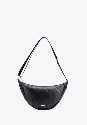 Damska torebka crossbody w geometryczne przeszycia czarno - złota Wittchen