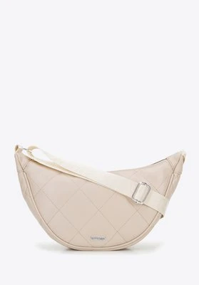 Damska torebka crossbody w geometryczne przeszycia kremowo - srebrna Wittchen
