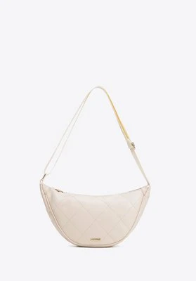 Damska torebka crossbody w geometryczne przeszycia kremowo - złota Wittchen