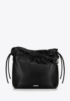 Damska torebka crossbody z dekoracyjnymi wiązaniami czarna Wittchen