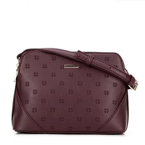 Damska torebka crossbody z ekoskóry w monogram bordowa Wittchen