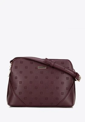 Damska torebka crossbody z ekoskóry w monogram bordowa Wittchen