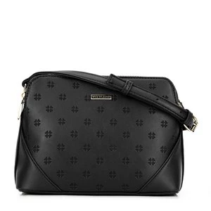 Damska torebka crossbody z ekoskóry w monogram czarna Wittchen