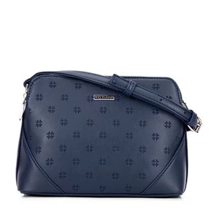 Damska torebka crossbody z ekoskóry w monogram granatowa Wittchen