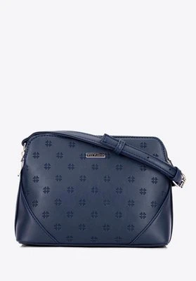 Damska torebka crossbody z ekoskóry w monogram granatowa Wittchen