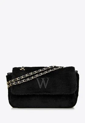 Damska torebka crossbody z futerkiem czarna Wittchen