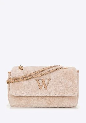Damska torebka crossbody z futerkiem kremowa Wittchen