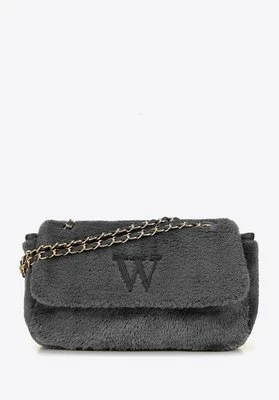 Damska torebka crossbody z futerkiem szara Wittchen