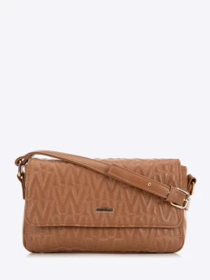 Damska torebka crossbody z przeszyciami brązowa Wittchen