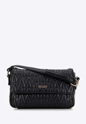 Damska torebka crossbody z przeszyciami czarna Wittchen