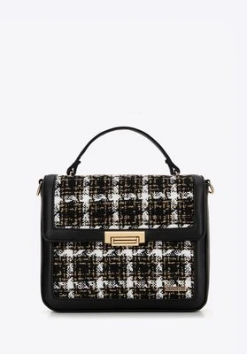 Damska torebka crossbody z tkaniny bouclé czarno - biała Wittchen