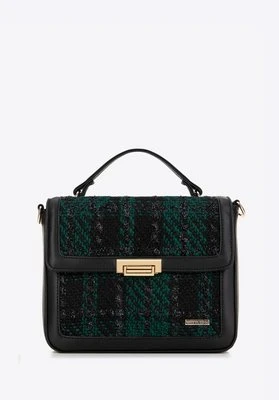 Damska torebka crossbody z tkaniny bouclé czarno - zielona Wittchen