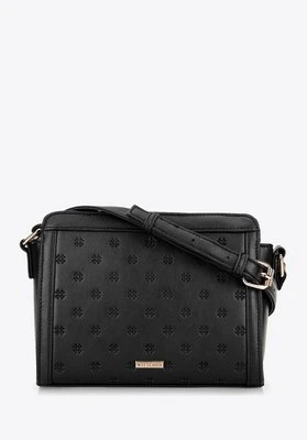 Damska torebka crossbody z tłoczonym monogramem czarna Wittchen