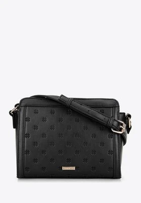 Damska torebka crossbody z tłoczonym monogramem czarna Wittchen