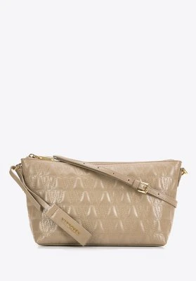 Damska torebka crossbody ze skóry z przeszyciami beżowa Wittchen