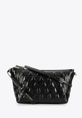 Damska torebka crossbody ze skóry z przeszyciami czarna Wittchen