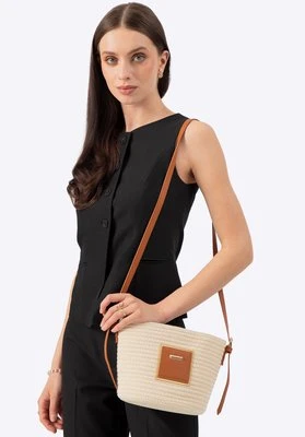 Damska torebka koszyk z domieszką bawełny mała beżowa Wittchen