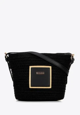 Damska torebka koszyk z domieszką bawełny mała czarna Wittchen
