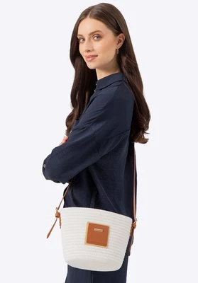 Damska torebka koszyk z domieszką bawełny mała złamana biel Wittchen