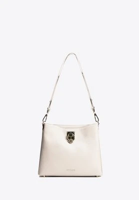 Damska torebka na ramię skórzana z klamrą kremowa Wittchen