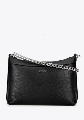 Damska torebka na ramię z ekoskóry czarno - srebrna Wittchen
