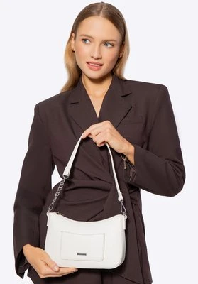 Damska torebka na ramię z ekoskóry mała biało - srebrna Wittchen