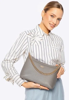 Damska torebka na ramię z ekoskóry szaro - złota Wittchen