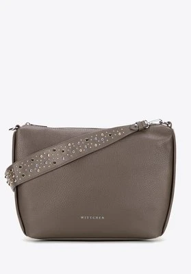 Damska torebka na ramię z ekoskóry z dżetami ciemny beż Wittchen