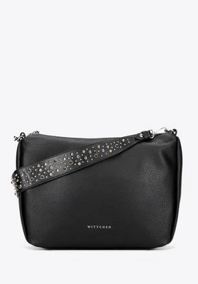 Damska torebka na ramię z ekoskóry z dżetami czarna Wittchen