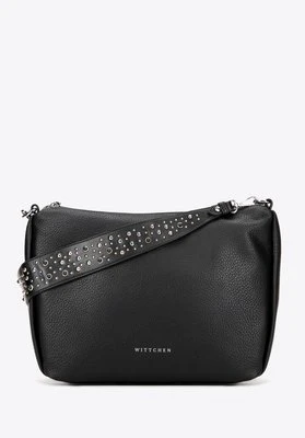 Damska torebka na ramię z ekoskóry z dżetami czarna Wittchen