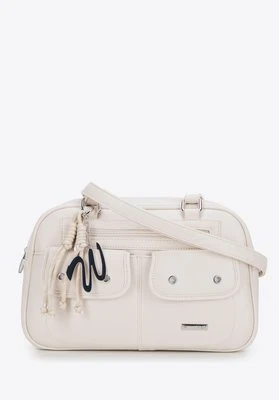 Damska torebka na ramię z imitacji skóry z kieszonkami kremowa Wittchen
