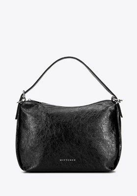 Damska torebka na ramię z imitacji skóry z regulowaną rączką czarna Wittchen