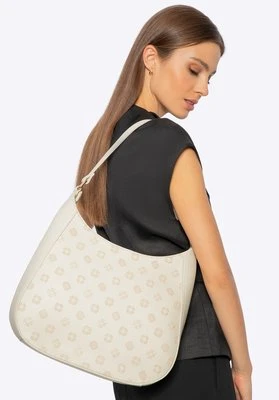 Damska torebka na ramię z imitacji skóry z tłoczeniem kremowa Wittchen