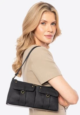 Damska torebka na ramię z kieszeniami czarna Wittchen