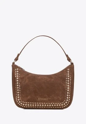 Damska torebka na ramię z ozdobnymi dżetami brązowa Wittchen