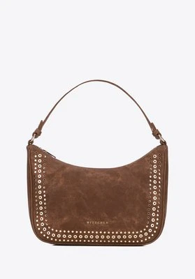 Damska torebka na ramię z ozdobnymi dżetami brązowa Wittchen