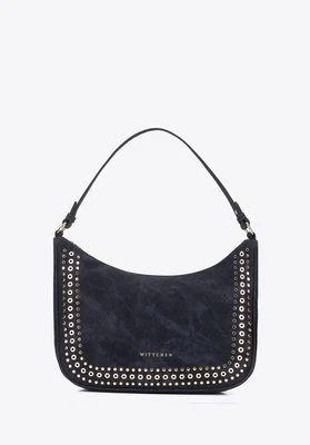 Damska torebka na ramię z ozdobnymi dżetami granatowa Wittchen