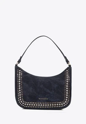 Damska torebka na ramię z ozdobnymi dżetami granatowa Wittchen