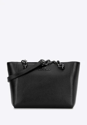 Damska torebka na ramię ze skóry czarno - grafitowa Wittchen