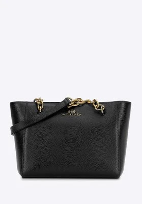 Damska torebka na ramię ze skóry czarno - złota Wittchen