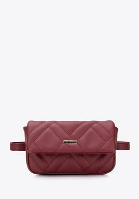 Damska torebka nerka geometrycznie pikowana bordowa Wittchen