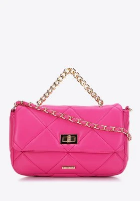 Damska torebka pikowana w kwadraty na łańcuszku mała różowa Wittchen