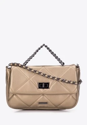 Damska torebka pikowana w kwadraty na łańcuszku mała złota Wittchen