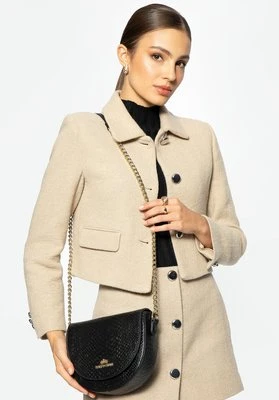 Damska torebka saddle bag ze skóry croco czarno - złota Wittchen