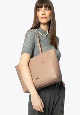 Damska torebka shopper ze skóry beżowa Wittchen