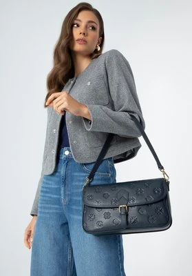 Damska torebka skórzana tłoczona w monogram granatowa Wittchen